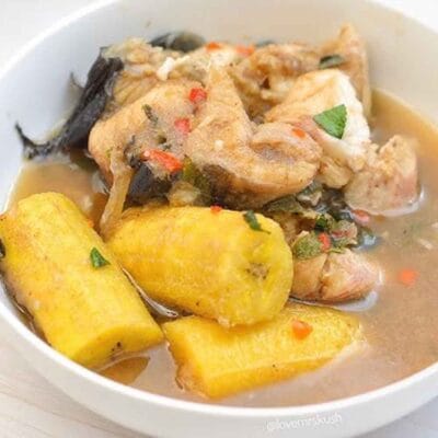 CATFISH PEPPERSOUPWITH PLANTAIN